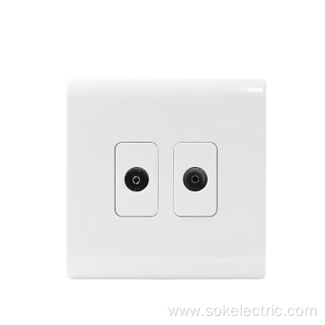 2Gang TV Socket Outlets White electrical TV socekts